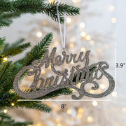 Glitter Merry Christmas Word Sign Hanging Ornaments Bulk Set for Window Tree Wall Decor