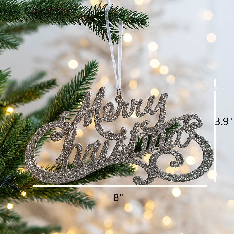 Glitter Merry Christmas Word Sign Hanging Ornaments Bulk Set for Window Tree Wall Decor