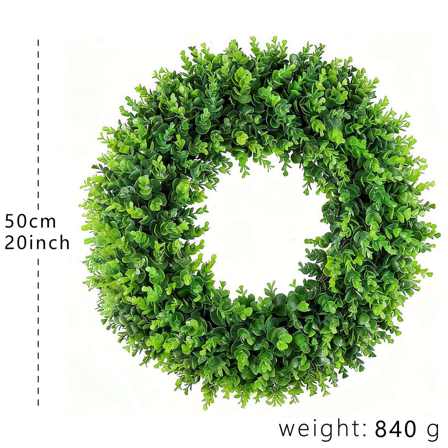 20 " Artificial Eucalyptus Wreath - Faux Greenery for Front Door Home Decor Wedding & Arch Decoration