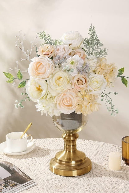 Wedding Backdrop Floral Arrangement Kit Silk Rose Dahlia Combo Adjustable Stems UV Fade Resistant Event Decor