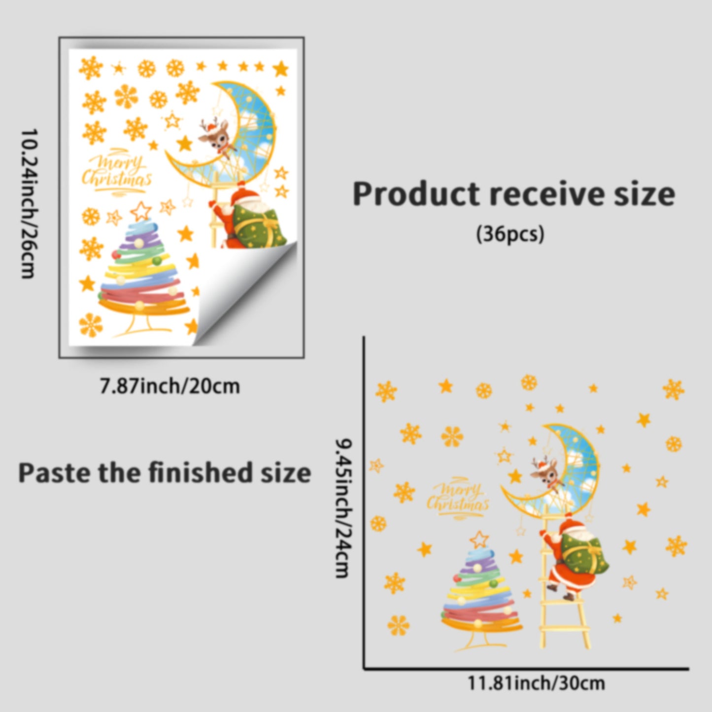 Christmas Glow-in-the-Dark Wall Decals (36pcs) - Santa Claus & Tree Holiday Decor Stickers