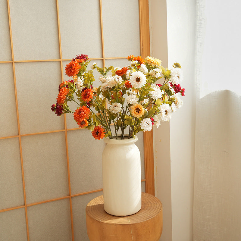 21" Artificial Daisy Bush with 8 Blooms, Silk Flowers for Home Decor, Wedding Arrangements, DIY Projects
