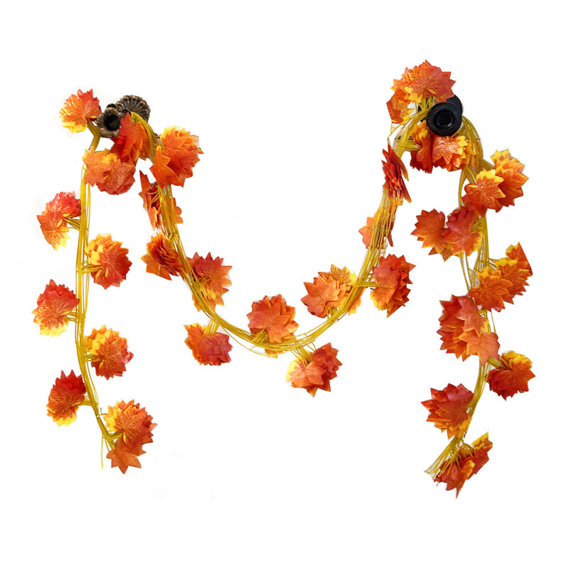 Artificial Red Maple Leaf Vine Garland, 12 Strands with 372 Leaves, Faux Fall Foliage Decor for Home, Weddings and Window Displays