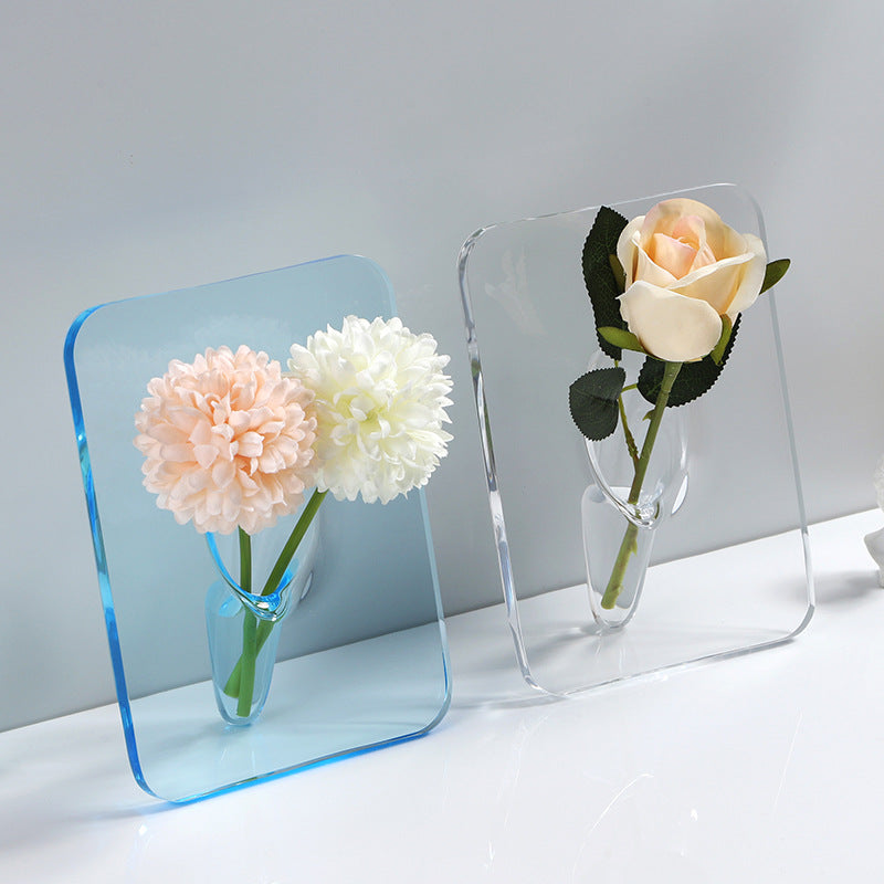 Bulk 5 Pcs 5.9X7.9 Inch Clear Rectangular Flower Vase Acrylic Frame Vase Wholesale