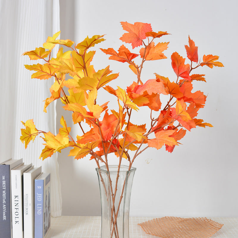 Artificial Maple Leaf Stem, 28" Fall & Christmas Decor, Realistic Faux Foliage for Home, Wedding & Commercial Displays