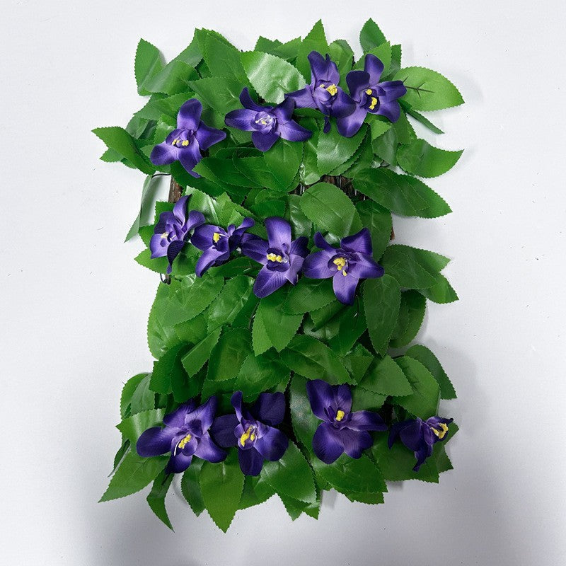 Expandable Artificial Violet Flower Fence Panel, Faux Silk Garden Privacy Screen for Patio, Balcony, Wedding & Home Decor