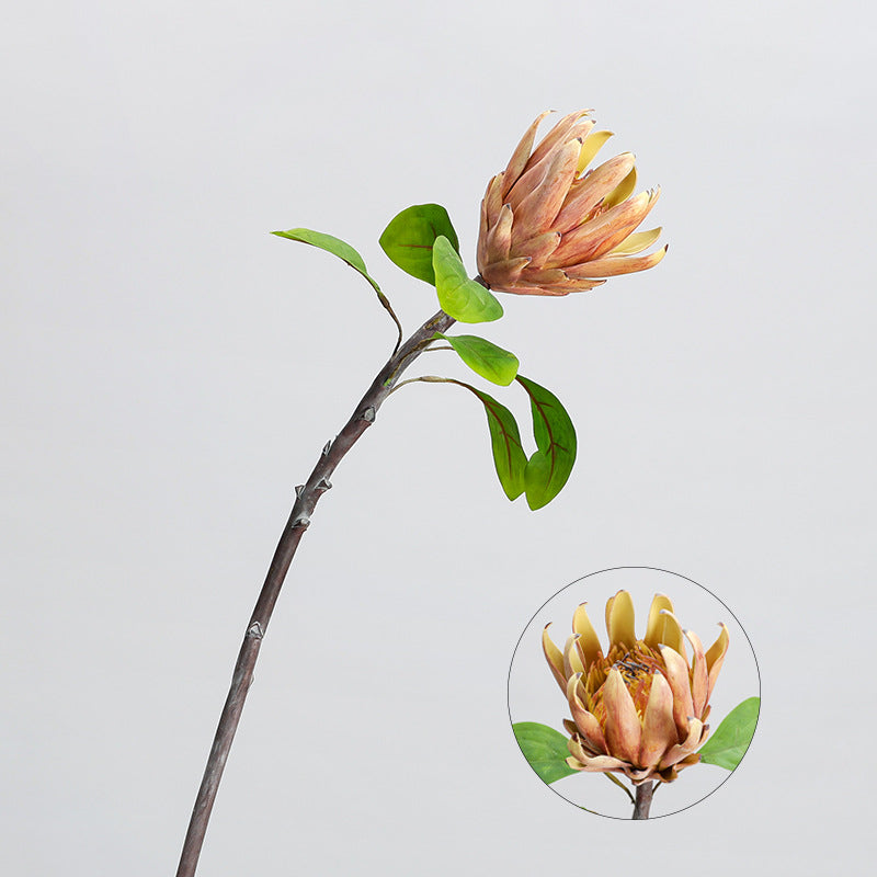 Single Stem Protea King Artificial Flower, 25" Tall, Silk-Like Fabric, Perfect for Weddings and Home Decor