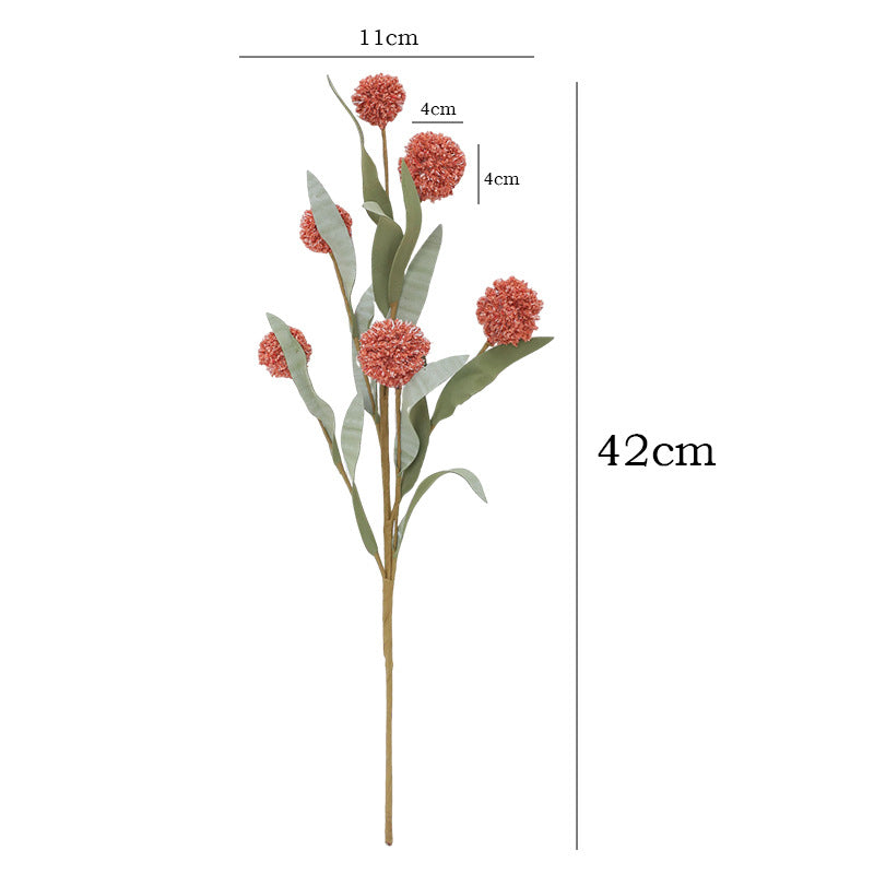 Artificial Chrysanthemum Ball Flowers, Set of 5 Bush Stems with 6 Blooms Each, 16.5" Faux Silk Fall Florals for Wedding Centerpieces & Home Decor