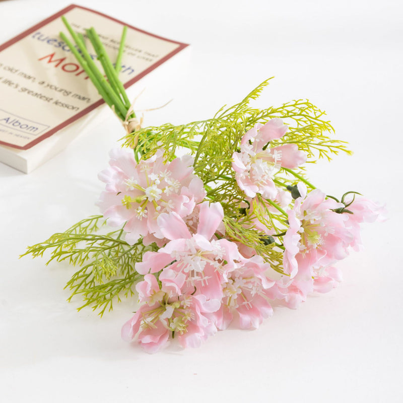 Artificial Cosmos & Daisy Bouquet, 15" Hand-Tied Silk Flowers for Home Decor, Weddings, Events, DIY Floral Arrangements