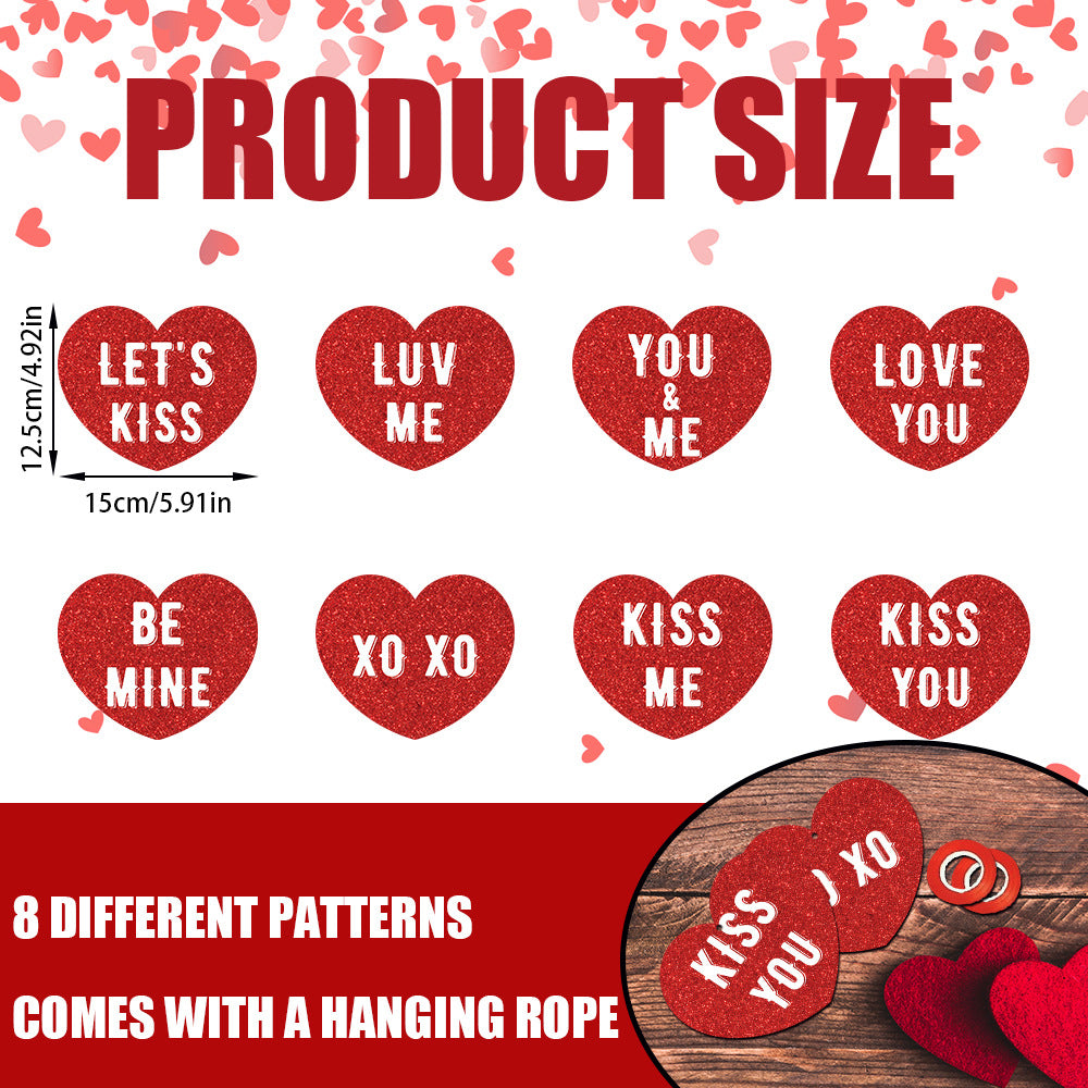 Valentine's Day Heart Hanging Decorations - 8 Patterns Party Supplies (3 Packs)