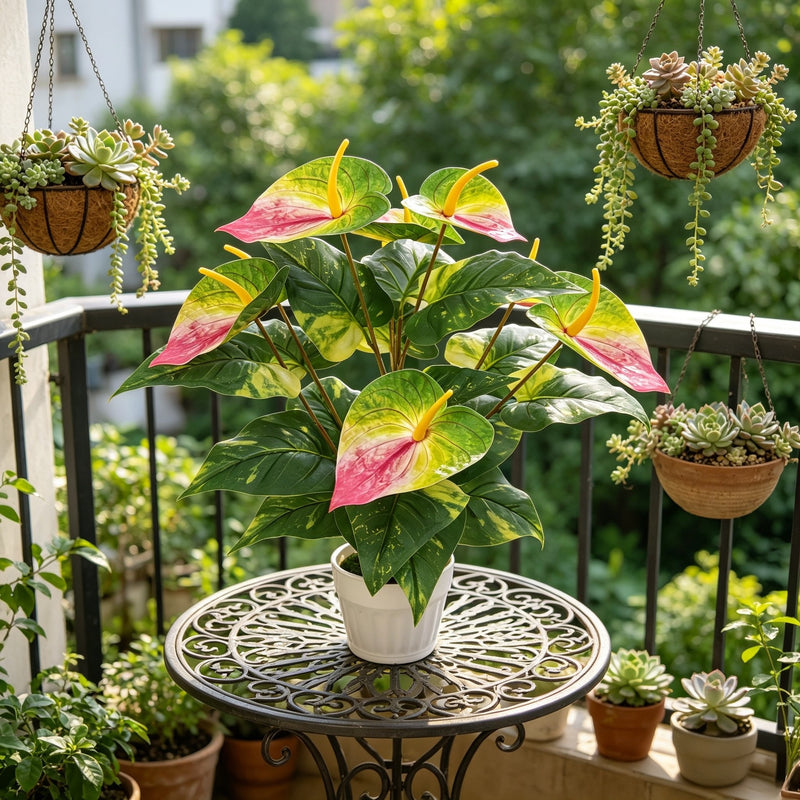 22" Artificial Anthurium Bush with 29 Blooms, PE/PVC Material, Indoor Décor for Home, Office, Wedding, and Events