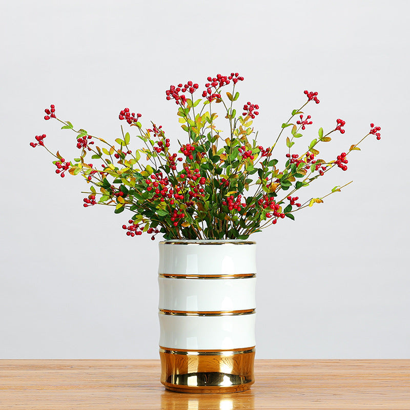 Artificial Berry Bouquet, Set of 6 Stems with 18 Blooms, 20" Long, Foam Material for Home Decor & Floral Arrangements