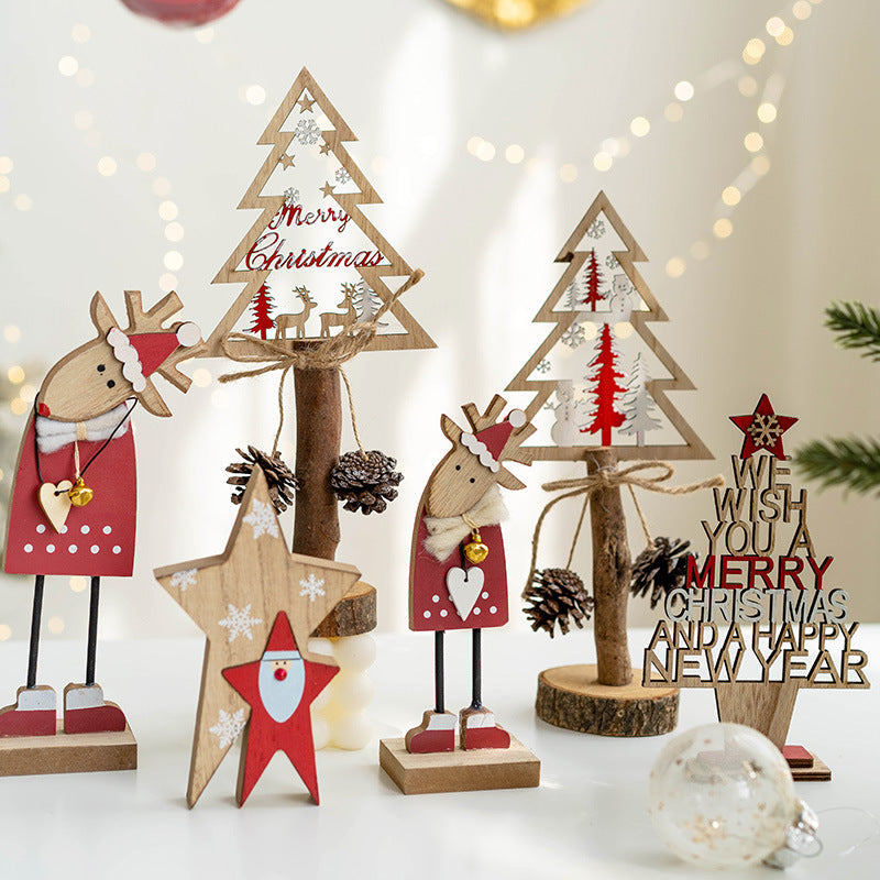 Christmas Tree Elk Tabletop Centerpiece Decorations Bulk Holiday Ornaments Set