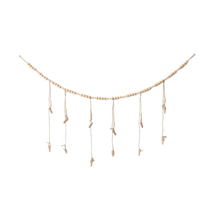 Photo Display Garland with Natural Wood Beads Jute Rope & Clips for Home Decor