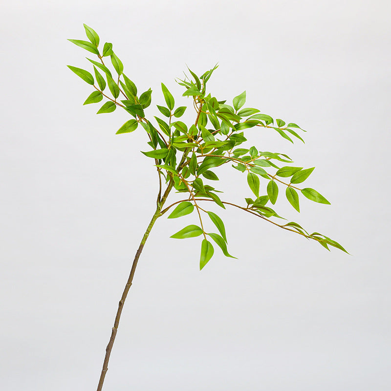Single Stem Faux Nandina Leaf Branch, 43" Silk-Like Fabric, Modern Home & Event Decor