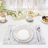 11.81 x 17.71 Inch Polyester Placemats with Sequin Embroidery, Solid Color Dining Table Mats, Stain-Resistant Washable Table Decor for Kitchen/Dining Room/Party
