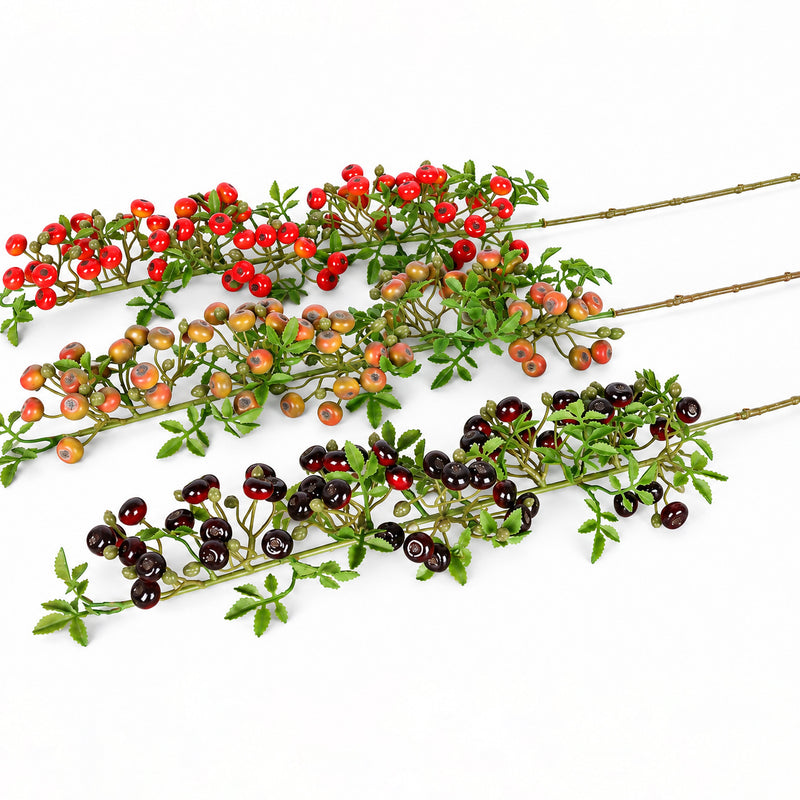 Artificial Red Berry Bush, 87cm Tall, Plastic Faux Berries for Wedding, Home, and Commercial Decor