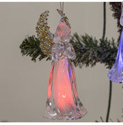 Crystal Clear Angel Christmas Ornaments with Gold Wings, Bulk Holiday Tree Hanging Pendants, Wholesale Set