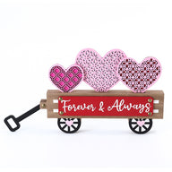 Valentine's Day Wooden Heart Car Decor - Cute Tabletop & Window Party Decoration (10.8" L x 1.2" W x 6.1" H, Handle Excluded)