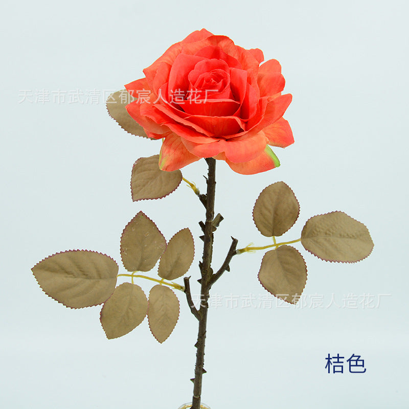 Artificial Rose Bouquet, Set of 3 Stems with Large 4.5" Silk-Like Blooms, 19" Long for Weddings, Home & Office Decor