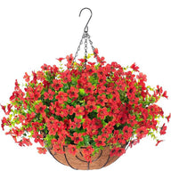 Premium Artificial Hanging Flower Basket UV-Resistant Silk Daisy Eucalyptus Outdoor Porch Patio Balcony Yard All-Weather 3D Pistil