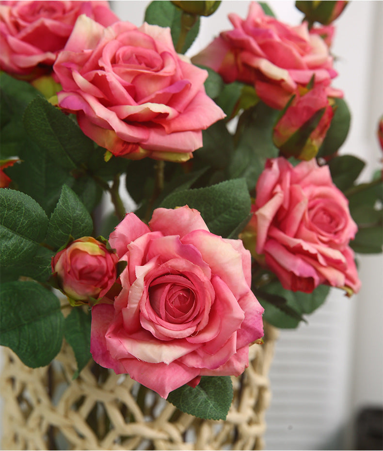 18.5 Inch Artificial Real Touch Rose Spray Branch Bulk Wholesale