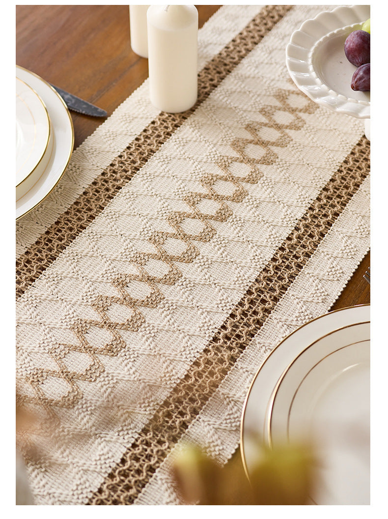 Bulk Crochet Dining Table Runner for Wedding Christmas Home Decor with Tassels 72 Inches Long Farmhouse Rustic Table Runner Macrame Burlap Table Decoration for Living Room Bridal Wholesale