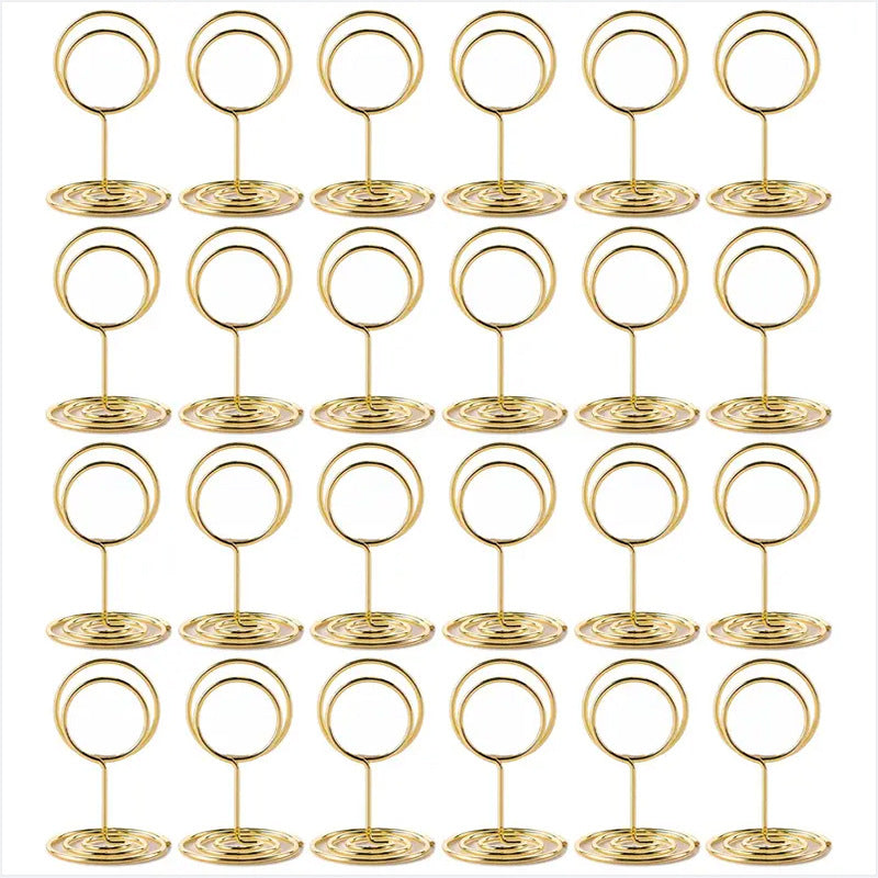 Bulk 24Pcs Gold Table Number Holders Metal Wedding Centerpiece with Secure Clip for Reception Birthday Party Decor Wholesale