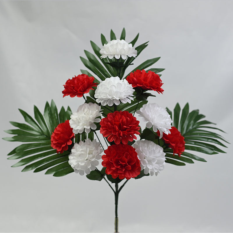 12-Bloom Artificial Chrysanthemum Bush, UV-Resistant for Outdoor Use, 20" Tall