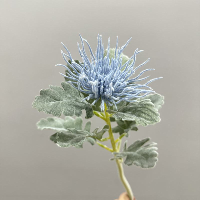 15" Artificial Eryngium Single Stem, Silk-Like Fabric, Wedding & Home Decor