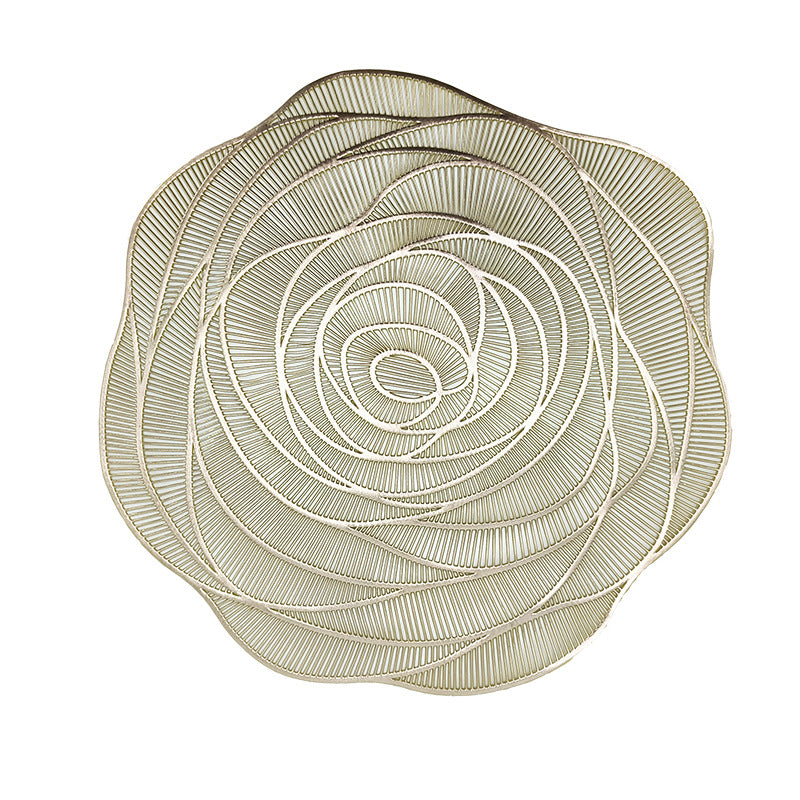 Bulk PVC Round Washable Placemats Hollow-Out Rose Placemats for Wedding Holidays Party Decor Wholesale