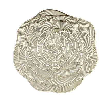 Bulk PVC Round Washable Placemats Hollow-Out Rose Placemats for Wedding Holidays Party Decor Wholesale
