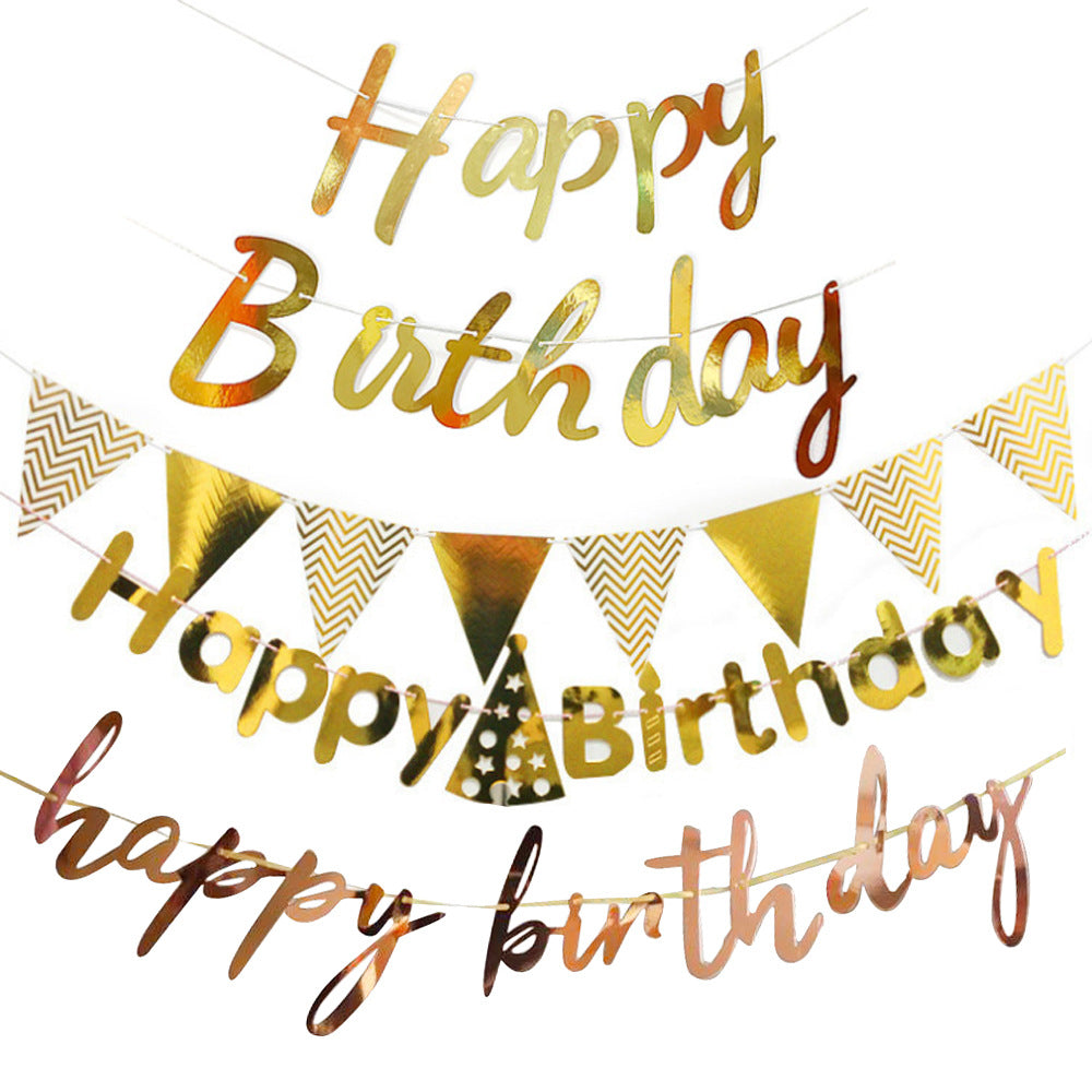 Happy Birthday Gold Foil Banner - Letter Bunting | 6 Colors | Birthday Party Decor