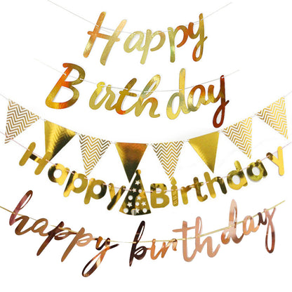 Happy Birthday Gold Foil Banner - Letter Bunting | 6 Colors | Birthday Party Decor