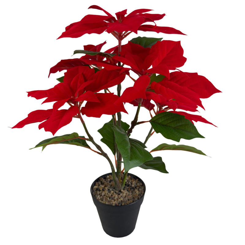 2Pcs Artificial Poinsettias with Pots Christmas Flowers