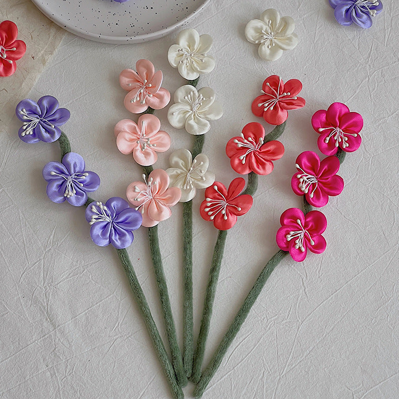 Artificial Silk Plum Blossom Bouquet, 10 Stems with 30 Blooms, 12" Tall, Wedding & Home Decor