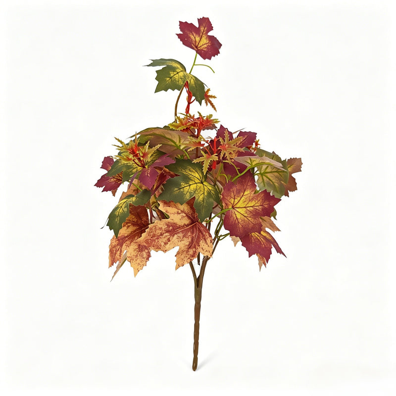 Artificial Maple Leaf Bush, 18.5" Tall, Plastic, for Wedding, Home, and Event Decor