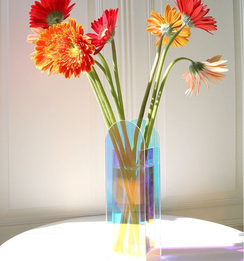 Bulk 2 Pcs 8.6X2.9 Inch Rectangular Clear Vase Acrylic Flowers Vase for Home Decor Wholesale