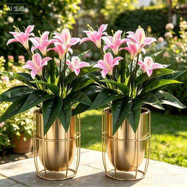 Artificial Lily Bouquet with 3 Blooms, UV-Resistant for Indoor & Outdoor Use