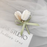 Velvet Tulip Corsage 12 Pcs Bulk Artificial Flowers for Bride Bridesmaid Wedding Party