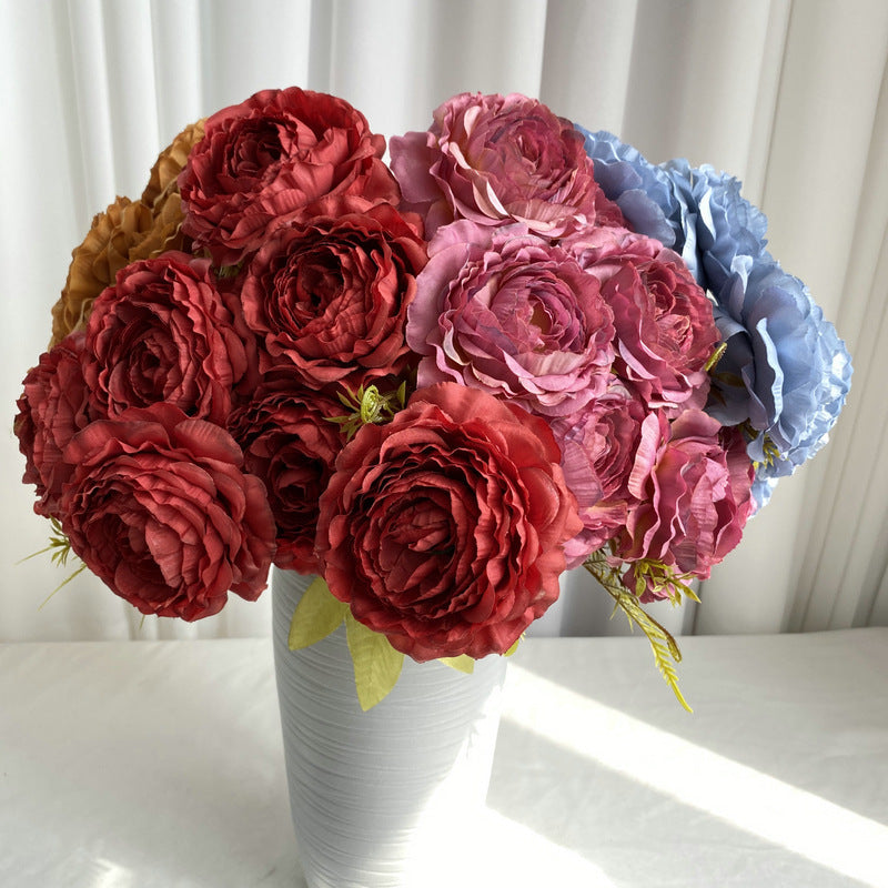 Artificial Peony Bush with 7 Blooms, 16" Tall, Silk-Like Fabric, Perfect for Weddings & Home Decor