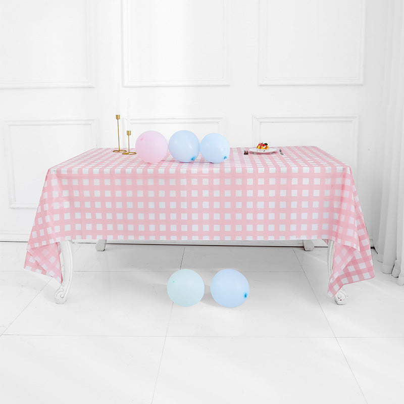Bulk 2 Pcs Disposable Plaid Rectangular Tablecloth Plastic Waterproof Table Covers Decorative for Wedding Birthday Party Picnic Wholesale