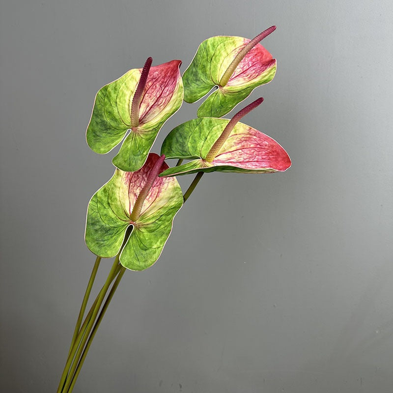 Single Stem Anthurium Artificial Flower, 28" Tall with 5" Bloom, Lifelike Red Flamingo Lily for Home & Event Decor