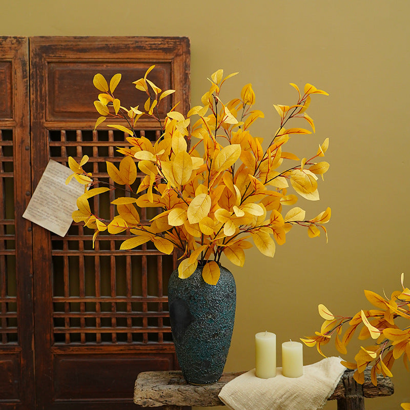 35" Artificial Autumn Eucalyptus Stems with Fall Leaves, 10 Pcs Silk Fall Decorations for Home and Office Floral Arrangements
