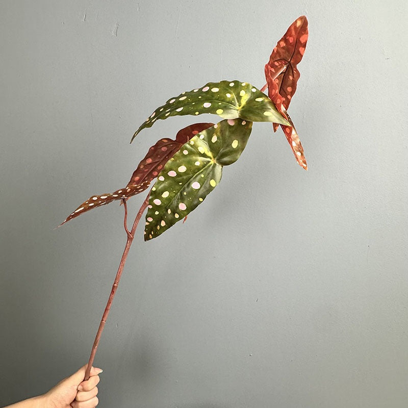 Artificial Begonia Bush, 28" Tall Faux Trout Leaf Begonia Plant for Home Decor, Wedding Centerpieces, and Commercial Displays