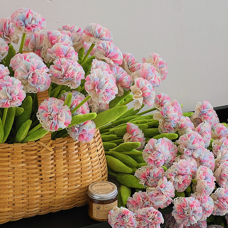 Silk-Like Carnation Bouquet, Set of 10 Stems, 14" Tall, Perfect for Home Decor, Weddings & Events