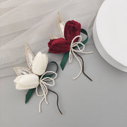 Velvet Tulip Corsage 12 Pcs Bulk Artificial Flowers for Bride Bridesmaid Wedding Party