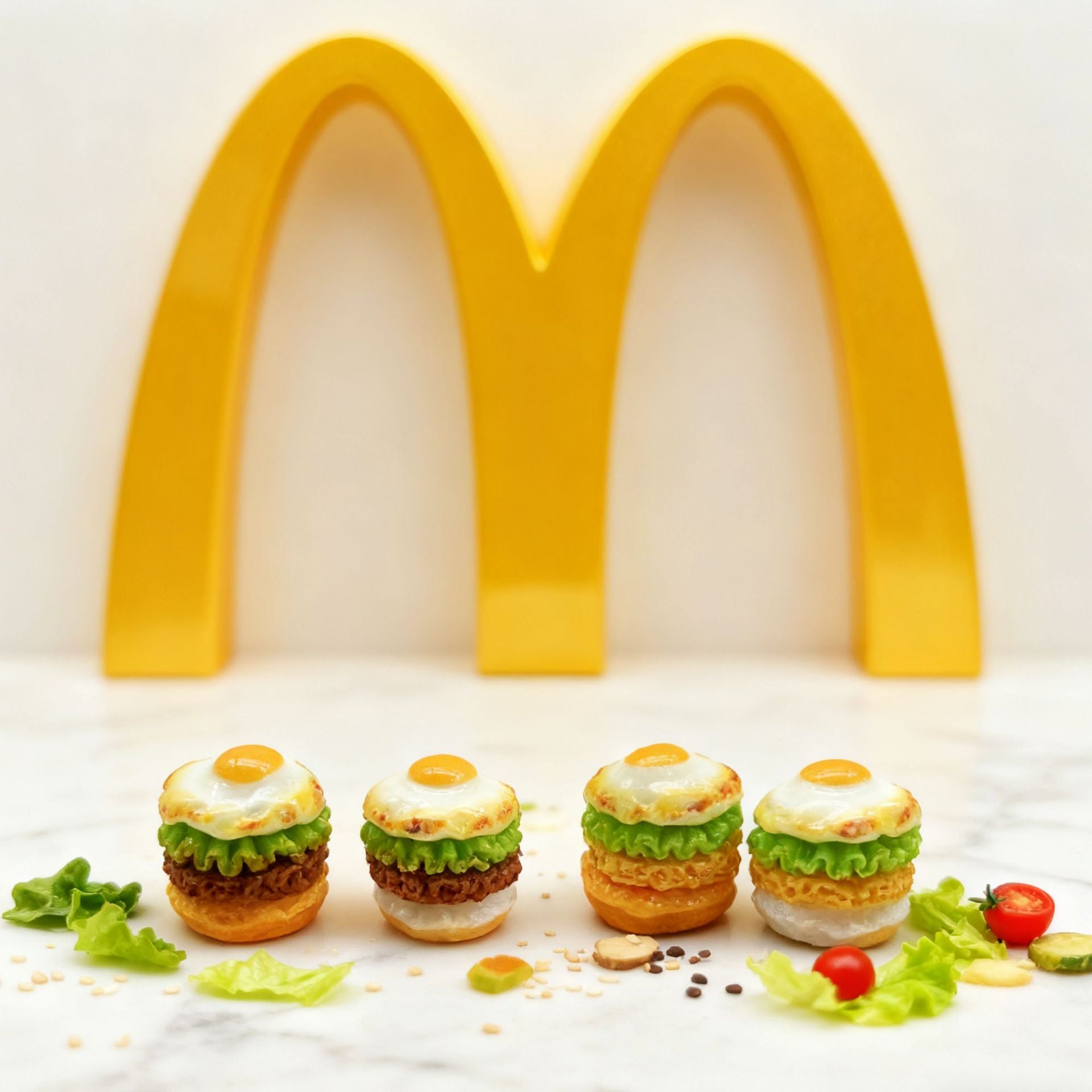 Wedding Decor DIY Fried Egg Burger Resin Charms - 10pcs Mini 3D Charms for Keychains Hair Clips Headpieces (0.75x0.67in)