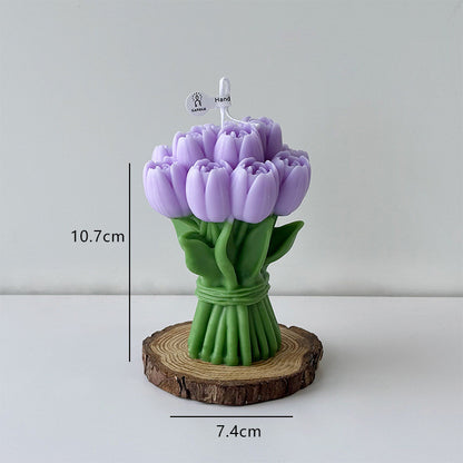 Tulip Bouquet Scented Candle - Valentine's Day Gift & Home Decor | 4.2x2.9 Inches