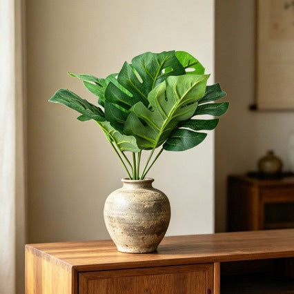 Artificial Monstera Leaf Bush with 9 Blooms, 12"-39" Realistic Faux Greenery for Wedding Decor, Home & Commercial Styling